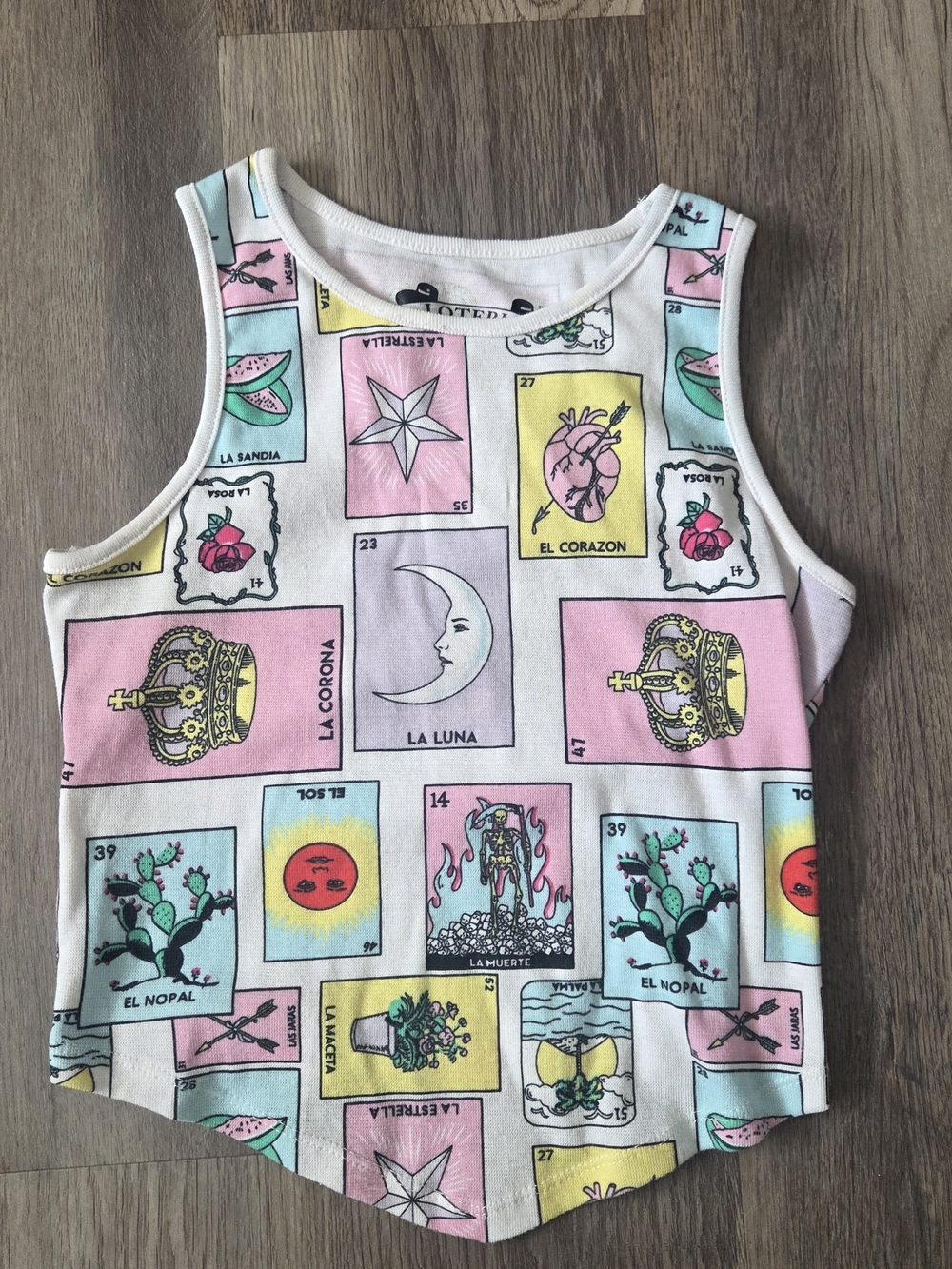 Loteria Don Clemente Multicolor Graphic Print Stretch Knit Tank XS Fiesta